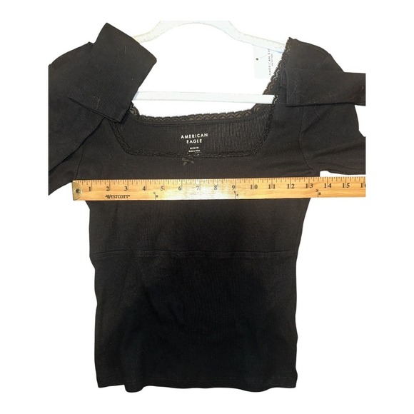 American Eagle Black Square Neckline Cropped Top, Medium - Picture 6 of 6